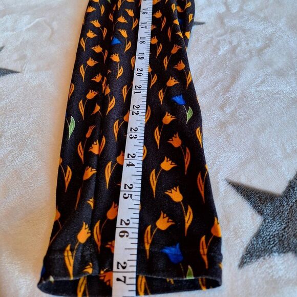 LuLaRoe Leggings Yellow And‎ Blue Flowers Print Soft Stretchy Spring - Picture 6 of 8